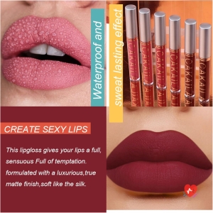 10 Colors Liquid Lipstick Matte Nude Set Velvet Long Lasting Non-stick Cup, Waterproof and Durable Lipstick (01)