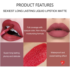 10 Colors Liquid Lipstick Matte Nude Set Velvet Long Lasting Non-stick Cup, Waterproof and Durable Lipstick (01)