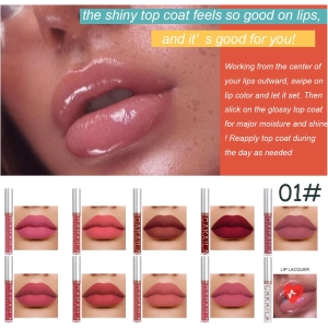 10 Colors Liquid Lipstick Matte Nude Set Velvet Long Lasting Non-stick Cup, Waterproof and Durable Lipstick (01)