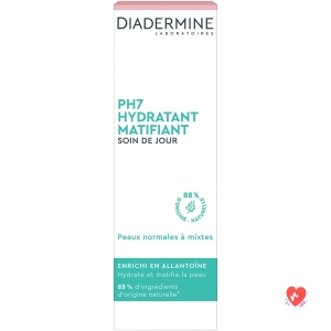 Crème jour PH7 matifiante hydratante peau mixte 50 ml, Diadermine