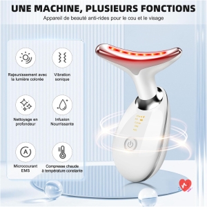Appareil visage anti rides EMS Gua Sha chauffant 7 LED