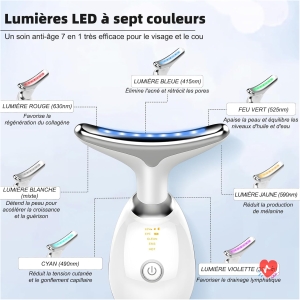 Appareil visage anti rides EMS Gua Sha chauffant 7 LED