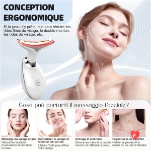 Appareil visage anti rides EMS Gua Sha chauffant 7 LED