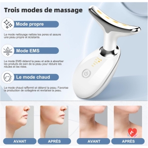 Appareil visage anti rides EMS Gua Sha chauffant 7 LED
