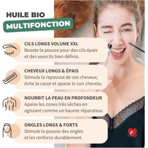 Bionoble Huile de Ricin Bio 50ml - 100% Pure, Naturelle et Pressée à Froid - Cils, Sourcils, Corps, Cheveux, Barbe, Ongles - Vegan Castor Oil - Bouteille en Verre + Pipette + Pompe + Kit Mascara
