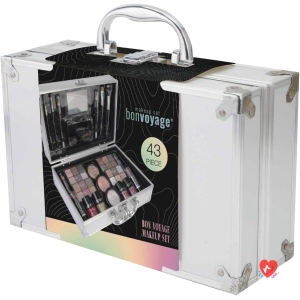 bonvoyage, Bon Voyage Women's Make-Up Set, Includes Lipstick, Eyeshadow, Blush, Nail Polish, and Mirror, Portable and Lightweight Metal Case