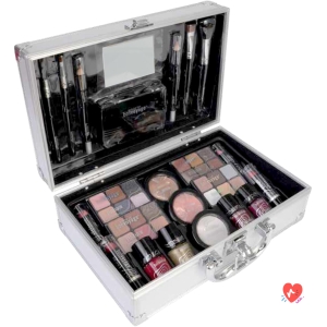 bonvoyage, Bon Voyage Women's Make-Up Set, Includes Lipstick, Eyeshadow, Blush, Nail Polish, and Mirror, Portable and Lightweight Metal Case