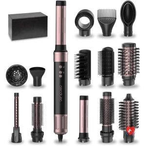 Cecotec Brosse Soufflante avec 14 Têtes, Technologie Coanda CeramicCare 14in1 AirGlam Noir. Brosse Chauffante 1400W, Moteur Numérique, Éliminateur de Frisottis, 3 Températures