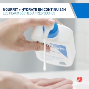 CeraVe - Lait Hydratant Corps et Visage - Peau Sèche à Très Sèche - 24H d’Hydratation en Continu - Acide Hyaluronique + 3 Céramides - Texture Légère, Non Collante - Sans Parfum, Non Comédogène