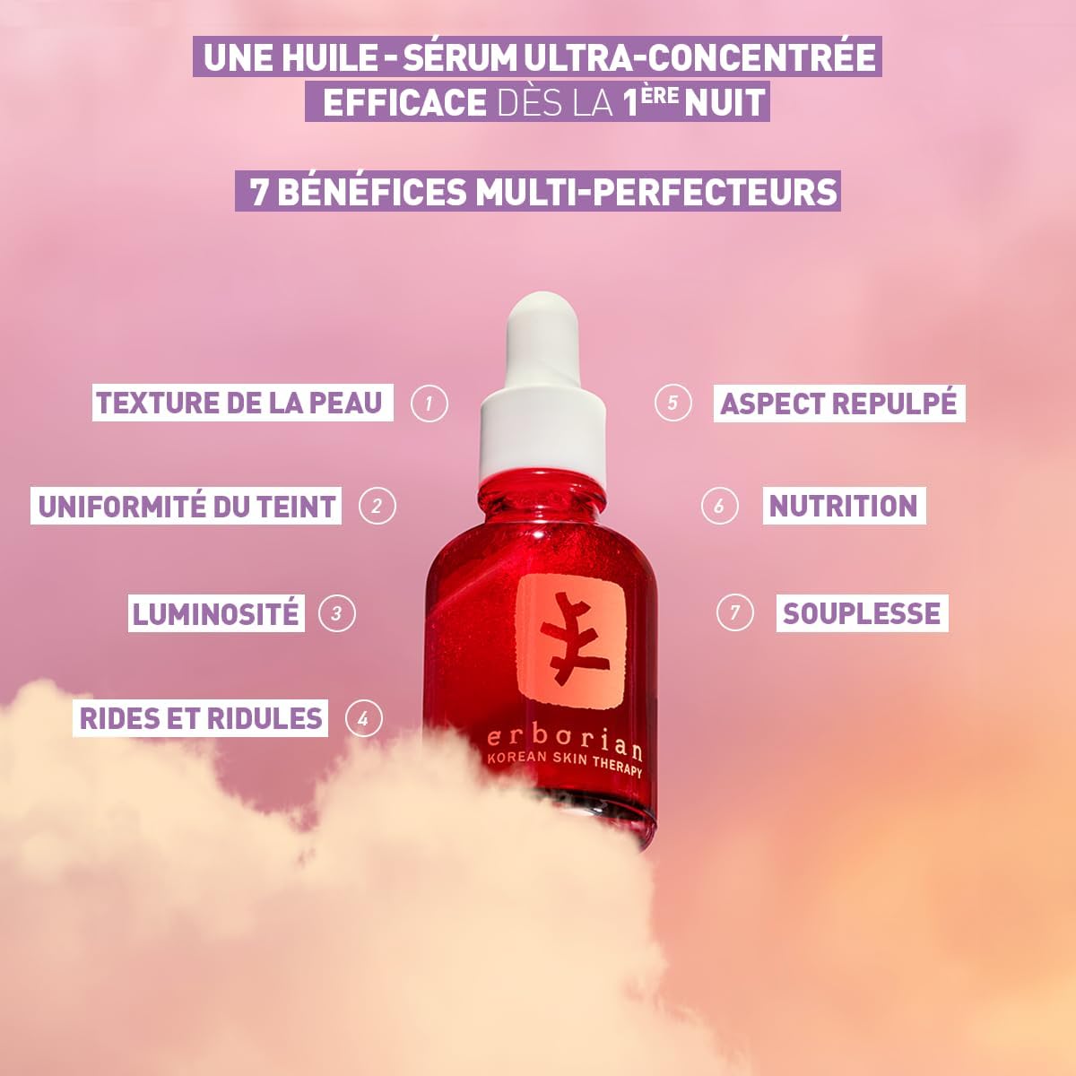 Erborian - Skin Therapy - Sérum ou Huile de Nuit Visage Multi-perfecteur au 17 Super Ingrédients – Sérum pour tous types de peaux - Soin cosmétique Coréen