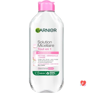 GARNIER Skin Active - All-In-1 Micellar Solution - Cleanses, Removes Makeup & Moisturizes - Micelles & Hydrating Glycerin - Fragrance Free - Face, Eyes, Lips - Dry & Sensitive Skin - 400 ml
