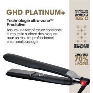 ghd - Lisseur cheveux ghd Platinum+ - Fer à lisser professionnel - Lisse en un passage sans chaleur extrême, 75% plus brillants, 70% plus forts - Lisseur boucleur idéal cheveux colorés/abîmés