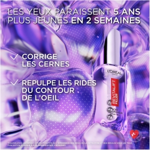L'Oréal Paris - Eye Serum - Anti-Wrinkle, Anti-Puffiness & Concealer - With Pure Hyaluronic Acid and Caffeine - Innovative Triple-Ball Tip - Revitalift Filler - 20ml