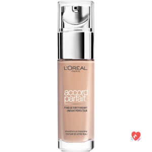 L'Oréal Paris - Fluid Foundation - 24H Hydration - Hyaluronic Acid Formula - All Skin Types - Perfect Match - Shade : Vanilla Rose (2.R) - 30 ml