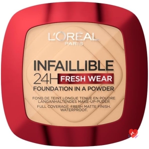 L'Oréal Paris - Long-lasting Powder Foundation - Waterproof - Infallible 24H Fresh Wear - Shade : Golden Beige (140) - 9 g