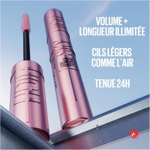 Maybelline New York Intense Volume Unlimited Length Mascara - Formula Enriched with Bamboo and Fiber Extracts - Sky High - Shade : Very Black - 5 ml