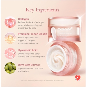 Medicube Triple Collagen & Hyaluronic Acid, Premium Elastin & Shea Butter - Anti Wrinkle & Moisturizing Face Cream - Skincare Coreen, 50ml