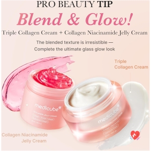 Medicube Triple Collagen & Hyaluronic Acid, Premium Elastin & Shea Butter - Anti Wrinkle & Moisturizing Face Cream - Skincare Coreen, 50ml