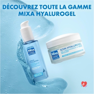 Mixa - Hyalurogel Hydration Booster Serum - For Dehydrated Sensitive Skin - 24h Moisturizer, Plumping - With Pure Hyaluronic Acid, Vitamins B3 + B5 - Hypoallergenic - 30ml