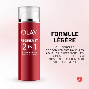 Olay Regenerist Day Cream & Serum. 2-in-1 Anti-Wrinkle + Firming with Niacinamide and Peptides. Renews, Firms, Moisturizes. Light Texture 50 ml