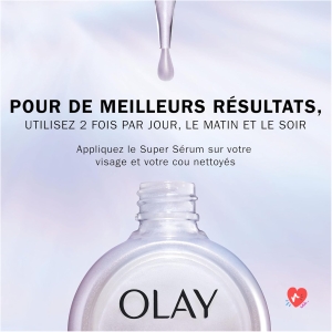 Olay Super Serum, Vitamin C Hydrating Face Serum, Niacinamide, Collagen Peptide, Anti-Aging and Radiance, 30 ml