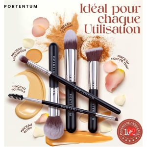 PORTENTUM Professional Makeup Brushes (10+2pcs) – Makeup Brush for Foundation Blush Concealer Eyeshadow Loose Powder with Blender Sponge
