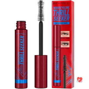 Rimmel London Wonder'Volume Thrill Seeker, 001 Black, Waterproof Mascara, Volumising Mascara, No Leaking, No Bundles, No Crumble, 24 Hour Last, 10 ml