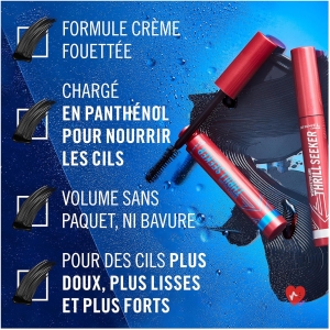 Rimmel London Wonder'Volume Thrill Seeker, 001 Black, Waterproof Mascara, Volumising Mascara, No Leaking, No Bundles, No Crumble, 24 Hour Last, 10 ml
