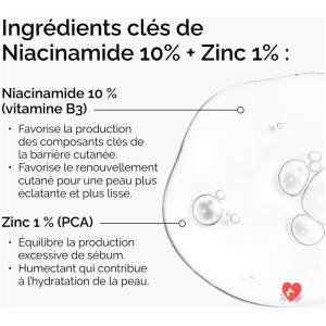 The Ordinary Niacinamide 10% + Zinc 1%, Sérum illuminant et lissant, pour les peaux sujettes aux imperfections, 30 ml