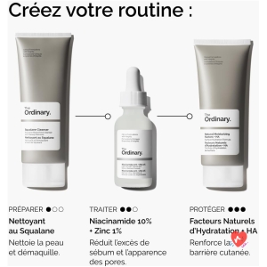 The Ordinary Niacinamide 10% + Zinc 1%, Sérum illuminant et lissant, pour les peaux sujettes aux imperfections, 30 ml
