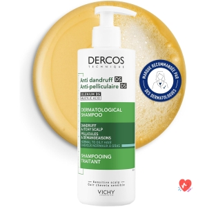 Vichy, Dercos, DS Anti-Dandruff Shampoo, Dandruff & Itching, Normal to Oily Hair, 390 ml