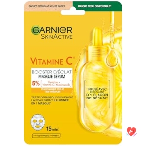 Masque Tissu Hydratant Booster D'u00e9clat Vitamine C & Acide Hyaluronique Garnier